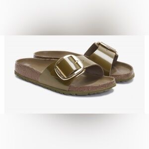 ✨ Birkenstock Madrid Big Buckle – High Shine Mud Green Leather – Size 41 NWTS ✨